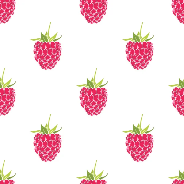 Patrón Sin Costuras Frambuesas Patrón Frutas Ilustración Vectorial — Vector de stock