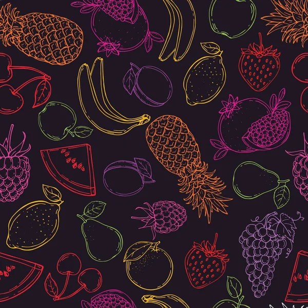 Frutas Sem Costura Padrão Para Seu Projeto Ilustração Vetorial Desenhado —  Vetores de Stock