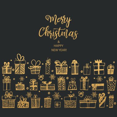 Mutlu Noeller ve mutlu yeni yıl. Elle çizilmiş. Vektör çizim.