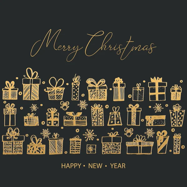 Mutlu Noeller ve mutlu yeni yıl. Elle çizilmiş. Vektör çizim.