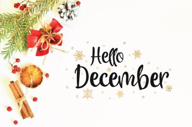Aralık Merhaba. Noel kompozisyon. 