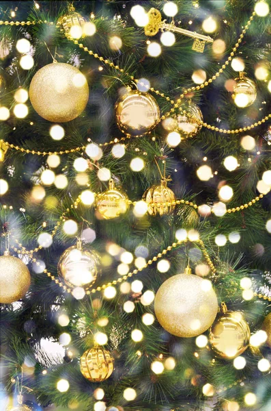 Beautiful Decorated Christmas Tree Balls Closeup — Stock Photo, Image