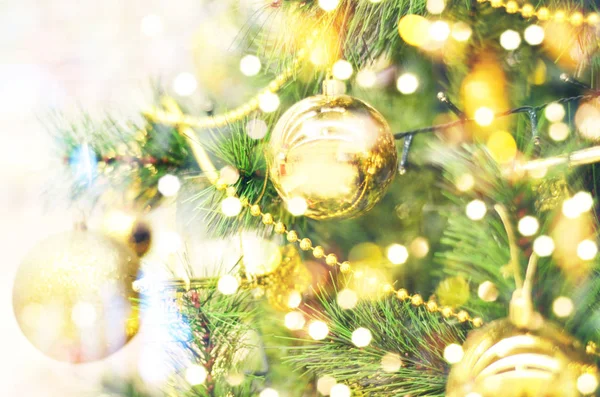 Beautiful Decorated Christmas Tree Balls Closeup — Stock Photo, Image