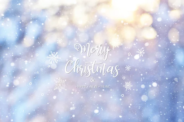 Merry Christmas Happy New Year Winter Blurred Background Trees Snow — Stock Photo, Image