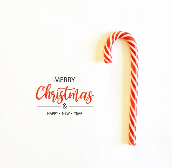 Prettige Kerstdagen Gelukkig Nieuwjaar Riet Van Het Suikergoed Geïsoleerd Wit — Stockfoto