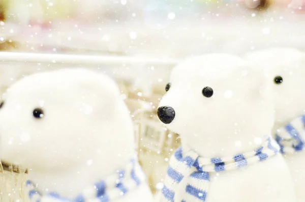 Christmas Decoration Bears Soft Toys — Stock Photo, Image