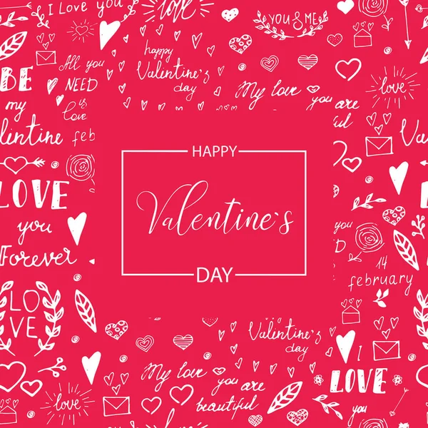 Днем Святого Валентина Открытка День Святого Валентина Ручная Работа Векторная — стоковый вектор