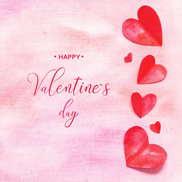 Glücklicher Valentinstag Valentinstag Grußkarte Aquarell Herzen Und Hintergrund — Stockfoto