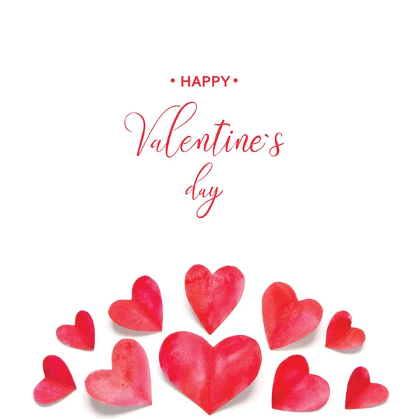 Glücklicher Valentinstag Valentinstag Grußkarte Aquarellherzen — Stockfoto