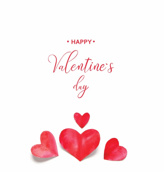 Happy Valentine Day Aftelkalender Voor Valentijnsdag Wenskaart Aquarel Harten — Stockfoto