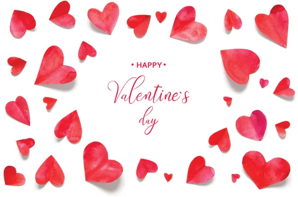 Happy Valentine Day Valentine Day Greeting Card Watercolor Hearts — Stock Photo, Image