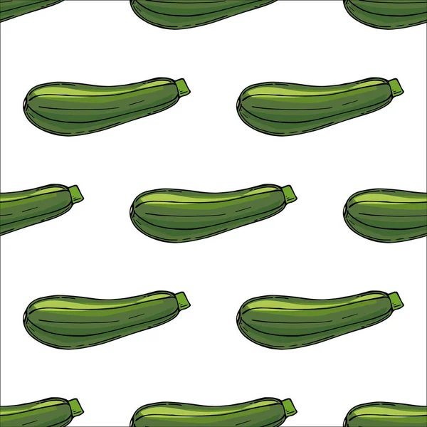 Naadloze Patroon Van Verse Groene Courgette Vectorillustratie — Stockvector