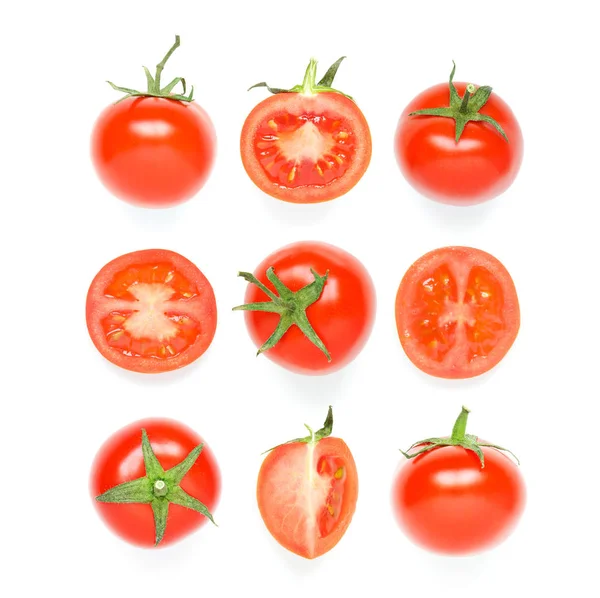 Colección Tomates Rojos Sobre Fondo Blanco Imagen —  Fotos de Stock