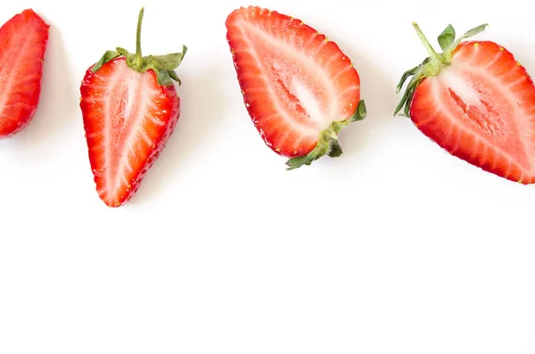Creative fresh strawberries pattern background with copy space. Food concept.  Top view. - Image.