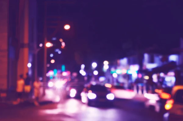 Blurred lights of Road traffic cars on street in Bodrum at evening. - Image