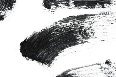 Siyah maskara fırça darbeleri beyaz izole. - Resim