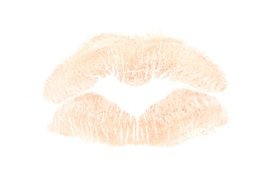 Beyaz bir arka plan üzerinde dudak izlerini izole. - Resim
