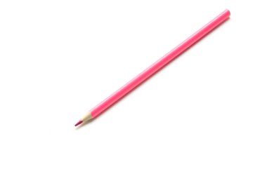 Beyaz arka plan üzerinde pembe renkli kalem. - Resim