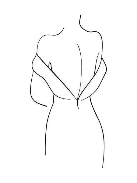 Female Back Line Art Fashion Concept Woman Beauty Minimalist Vector — Stock Vector