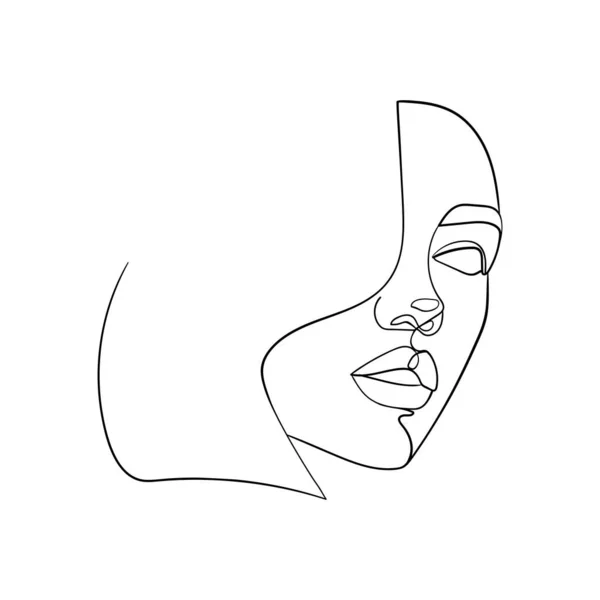 Абстрактный Минималистический Линейный Эскиз Женское Лицо Векторная Иллюстрация — стоковый вектор