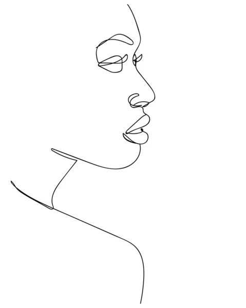 Resumo Esboço Linear Minimalista Cara Mulher Ilustração Vetorial — Vetor de Stock