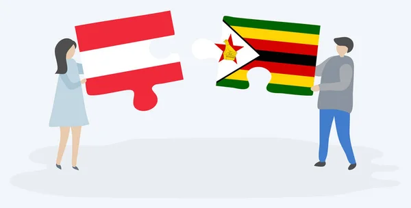 오스트리아와 짐바브웨 국기와 조각을 오스트리아와 짐바브웨 — 스톡 벡터