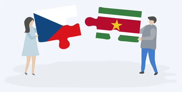 Beyaz Arka Plan Surinam Çek Cumhuriyeti Ulusal Sembolleri Birlikte Izole — Stok Vektör