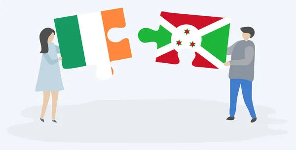 Néhány Holding Két Rejtvények Darab Burundian Zászlók Írország Burundi Nemzeti — Stock Vector
