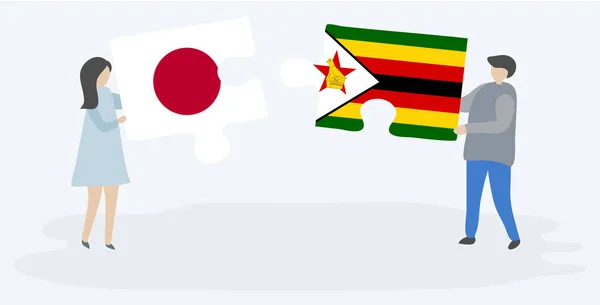 일본과 짐바브웨 국기와 조각을 일본과 짐바브웨 — 스톡 벡터