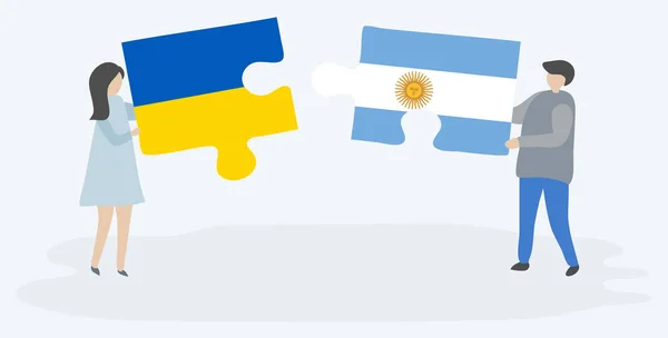 우크라이나어와 아르헨티나 플래그와 조각을 우크라이나와 아르헨티나 — 스톡 벡터