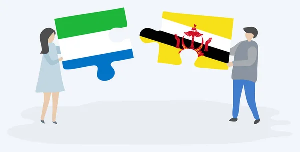 시에라리온과 브루나이 국기와 조각을 시에라리온과 브루나이 — 스톡 벡터