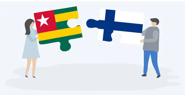 Pár Két Rejtvénydarabot Togolese Finn Zászlókkal Togo Finn Nemzeti Szimbólumok — Stock Vector