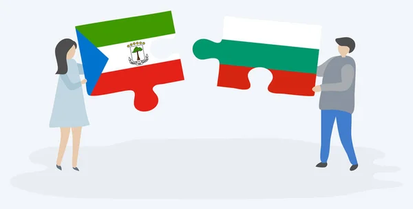 Pár Gazdaság Két Rejtvények Darab Egyenlítői Guinea Bolgár Zászlók Egyenlítői — Stock Vector