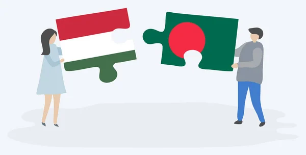 Pár Két Rejtvénydarabot Magyar Bangladesi Zászlókkal Magyarország Banglades Nemzeti Szimbólumai — Stock Vector