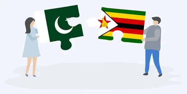 파키스탄과 짐바브웨 국기와 조각을 파키스탄과 짐바브웨 — 스톡 벡터