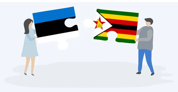 에스토니아와 짐바브웨 국기와 조각을 에스토니아와 짐바브웨 — 스톡 벡터