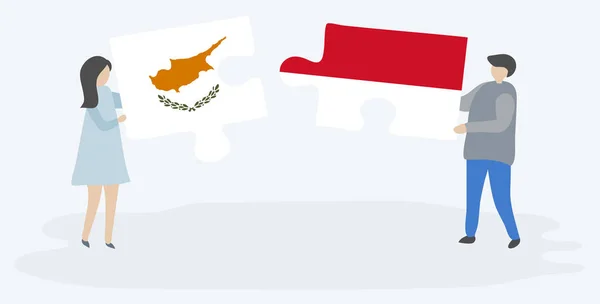 Dvojice Dvě Skládanky Kyperskou Monegasqueovou Vlajkou Národní Symboly Kypru Monaka — Stockový vektor