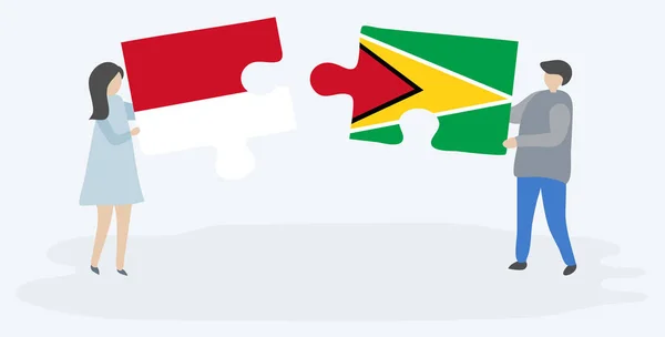 인도네시아와 가이아나 국기와 조각을 인도네시아와 가이아나 — 스톡 벡터