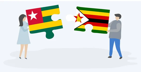 토골리스와 짐바브웨 국기와 조각을 토고와 짐바브웨 — 스톡 벡터
