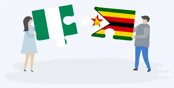 나이지리아와 짐바브웨 국기와 조각을 나이지리아와 짐바브웨 — 스톡 벡터