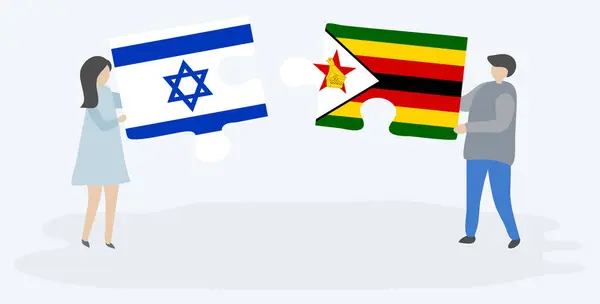 이스라엘과 짐바브웨 국기와 조각을 이스라엘과 짐바브웨 — 스톡 벡터