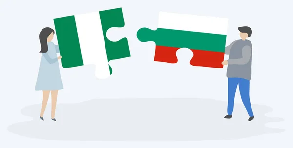 Пара Проведення Двох Головоломок Штук Нігерійських Болгарські Прапори Нігерія Болгарія — стоковий вектор