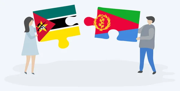 모잠비크와 에리트레아 국기와 조각을 모잠비크와 에리트레아 — 스톡 벡터