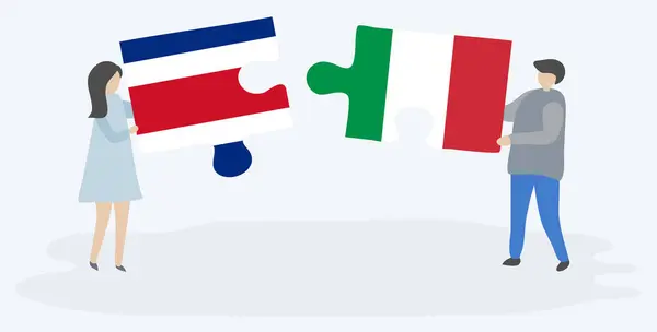 Пара Проведення Двох Головоломок Штук Коста Ріканського Італійські Прапори Коста — стоковий вектор
