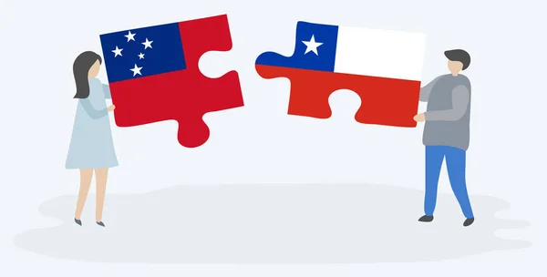 Dvojice Dvě Skládanky Samoan Chilským Prapory Národní Symboly Samoa Chile — Stockový vektor