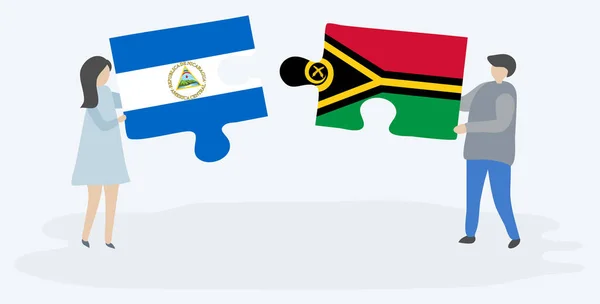 Пара Проведення Двох Головоломок Штук Nicaraguan Парламентські Вибори Прапори Нікарагуа — стоковий вектор