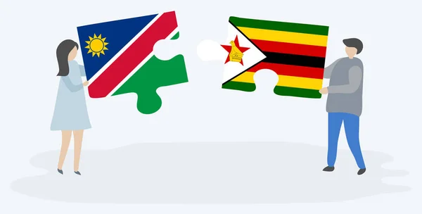 나미비아와 짐바브웨 국기와 조각을 나미비아와 짐바브웨 — 스톡 벡터