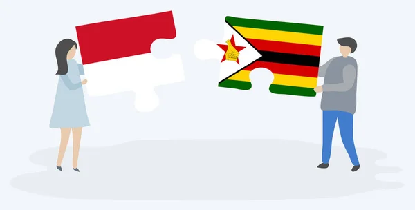 모네가스크와 짐바브웨 국기와 조각을 모나코와 짐바브웨 — 스톡 벡터