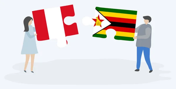 페루와 짐바브웨 국기와 조각을 페루와 짐바브웨 — 스톡 벡터