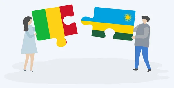 Pár Gazdaság Két Rejtvények Darab Malian Ruandai Zászlók Mali Ruanda — Stock Vector